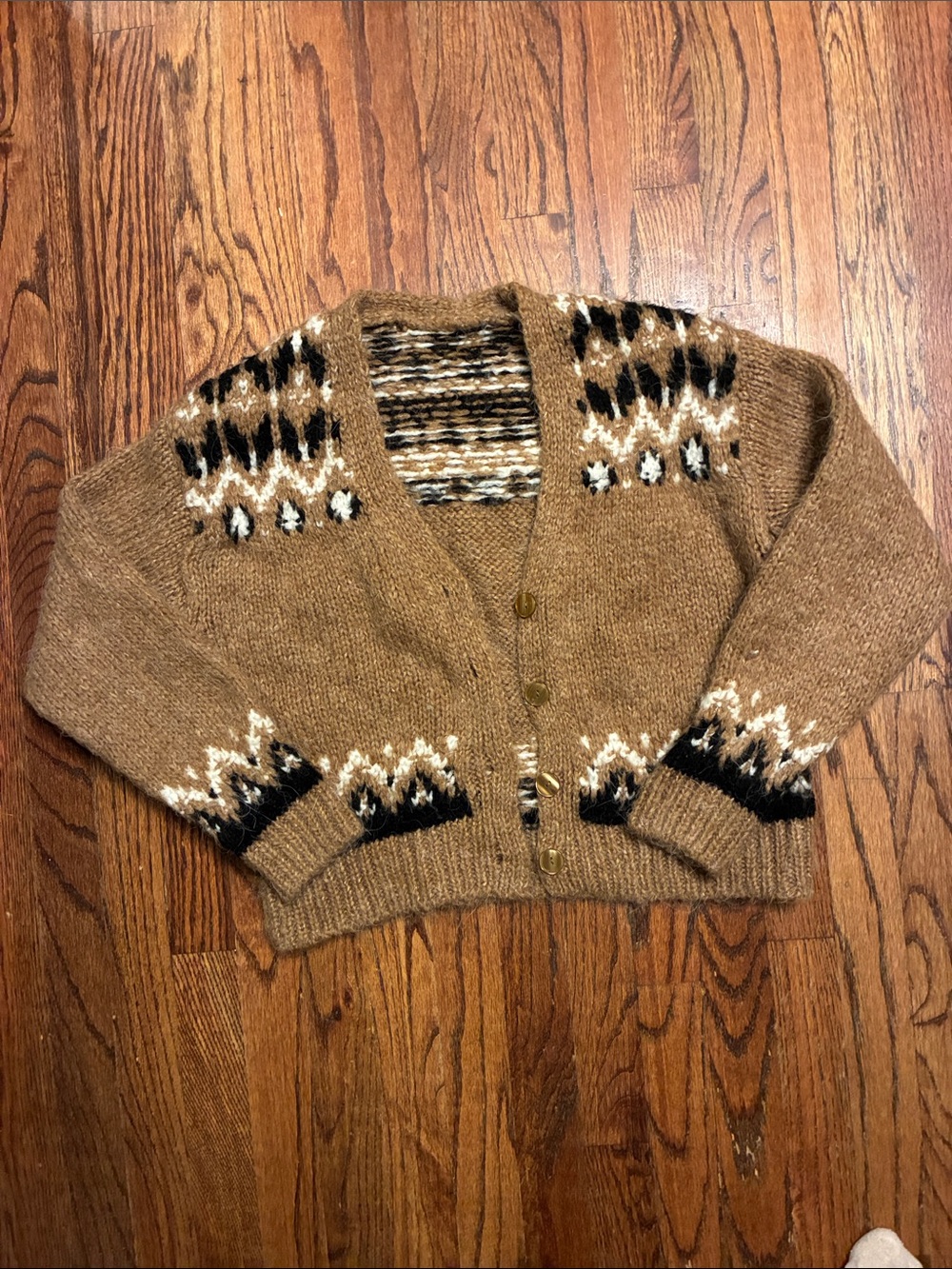Black/Tan Patterned Button Cardigan